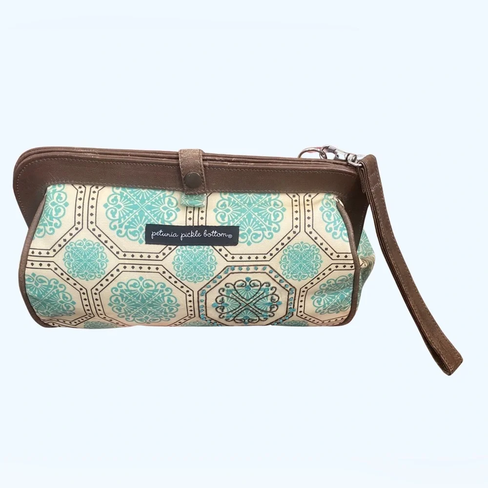 Petunia pickle bottom, clutch diaper bag in Brown turquoise